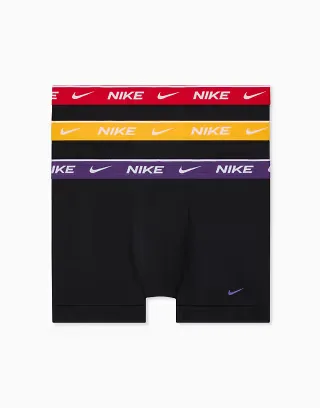 Nike Essential Cotton 3 pack briefs in black with purple/yellow/red waistbands