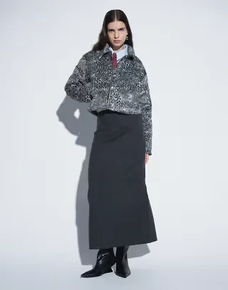 ASOS DESIGN Tailored waistband pencil skirt in gray wool-look texture
