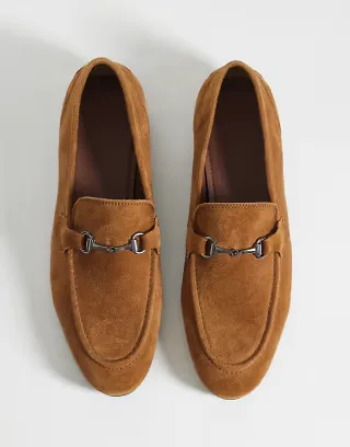 ASOS DESIGN loafers with snaffle in tan suede