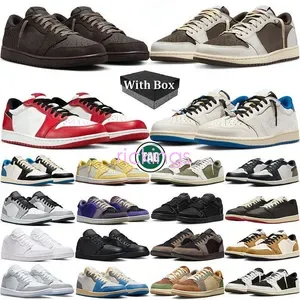 Travis Scott Low 1 Casual Basketball Shoes - Outdoor Sneakers for Men and Women - Reverse Mocha Black Phantom Velvet Bro