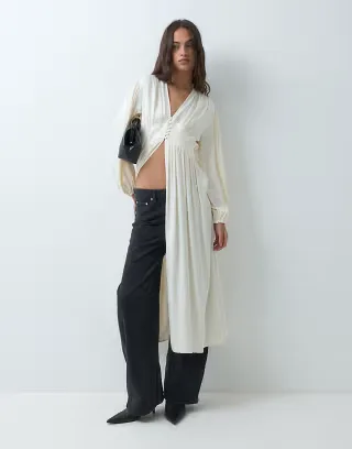 ASOS DESIGN gathered detail kimono in cream