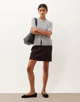 Threadbare corduroy mini skirt in plum