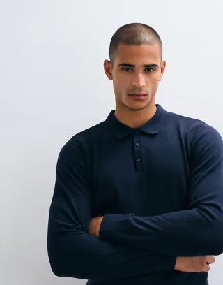 Threadbare knit polo in navy