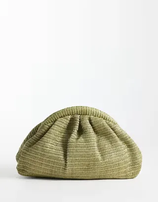 True Decadence rattan clutch bag in deep green