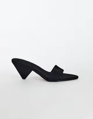 Topshop Nathan cone heel mule in black faux suede