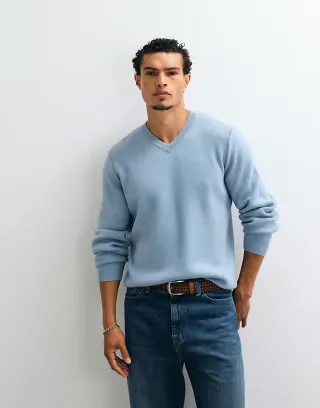 ASOS DESIGN oversized v-neck knit sweater in pale blue