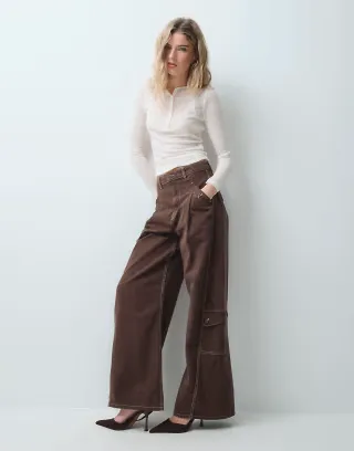 ASOS DESIGN utility pocket cargo jean in chocolate