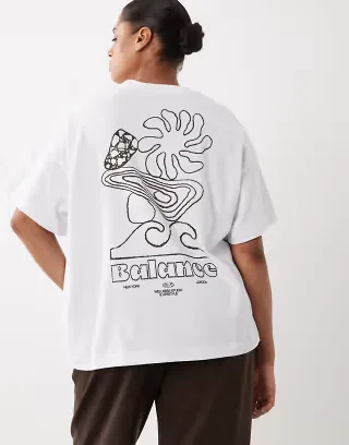 4505 Curve heavyweight cotton oversized t-shirt with studio back print in vintage white