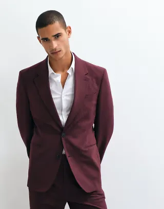 ASOS DESIGN slim suit jacket in burgundy