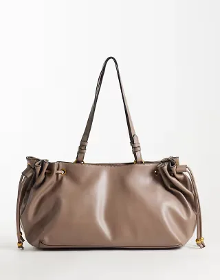 ASOS DESIGN drawstring tote bag in mushroom