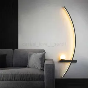 Modern Black and Gold LED Wall Sconce - Curved Arm Ambient Lighting, Remote Control, Shadeless Design, Smart Wall-Mounte