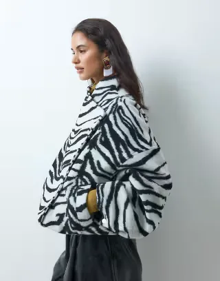 ASOS DESIGN 80s batwing textured formal jacket in white zebra