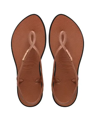 Havaianas luna point flip flops in rust/black