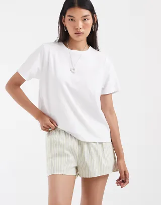 ASOS DESIGN pull on shorts in yellow stripes
