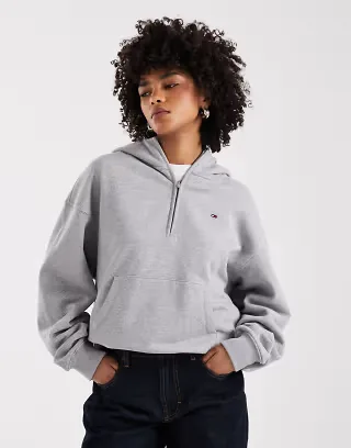 Tommy Jeans 1/4 zip hoodie in gray