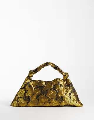 ASOS DESIGN satin shoulder bag with knot handle in jacquard