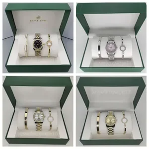 Reloj Mujer 3-Piece Set - Luxury Quartz Watches for Women - Pink Dial, Gold Hollow Strap, Fashionable Designer Bracelet