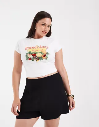 ASOS DESIGN Curve high waist corset seam detailing shorts in black