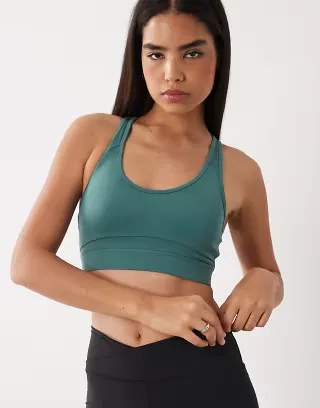 4505 active high support sports bra with removable padding and adjustable straps in sage
