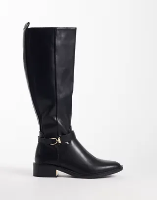 SEQWL Latte buckle riding boots in black