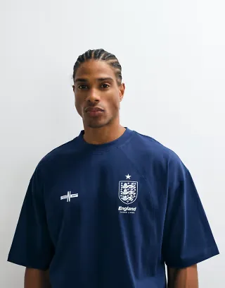 ASOS DESIGN oversized tee with FA World cup England print in Navy