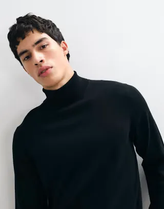 ASOS DESIGN knitted merino wool roll neck in taupe