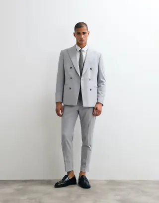 ASOS DESIGN tapered suit pants in light gray