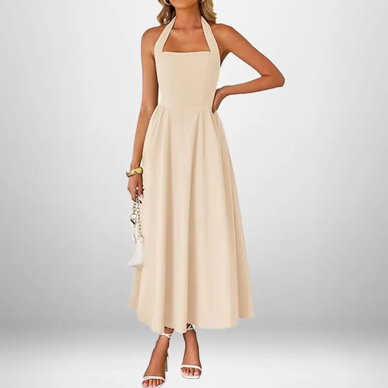 2026 new dress elegant and fashionable sleeveless V-neck long skirt