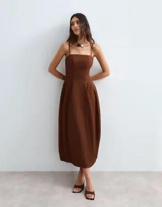 ARRANGE structured cami tulip midaxi dress in chocolate