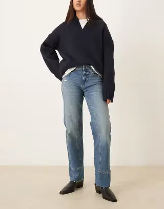 Free People Risk Taker mid rise straight jeans in blue