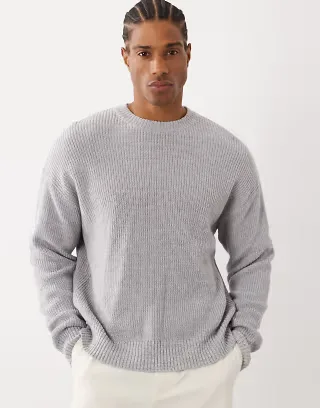 Cotton On box fit crew knit in gray