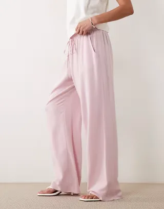 ASOS DESIGN linen blend pull on pants in lilac