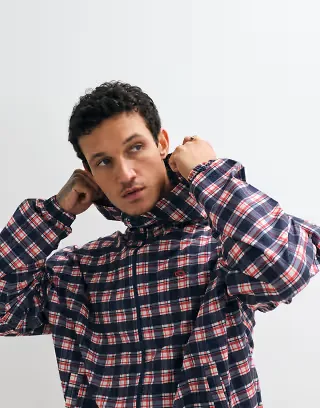 COLLUSION nylon check print zip-up track jacket in multi
