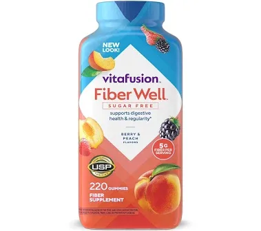 Vitafusion Fiber Well Sugar Gummy Vitamin Supplement, 220 ct