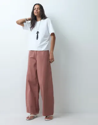 ASOS DESIGN bow barrel leg jeans in rust