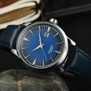 Casual mens watches japan quartz movement watch presage splash waterproof gift wristwatch leather strap