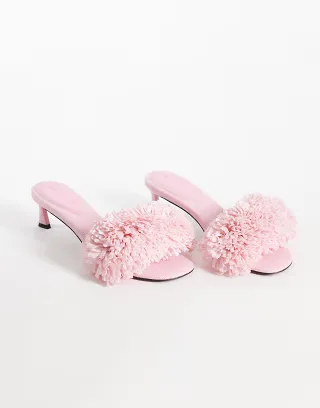ASOS DESIGN Holden raffia mid-height heeled sandals in pink