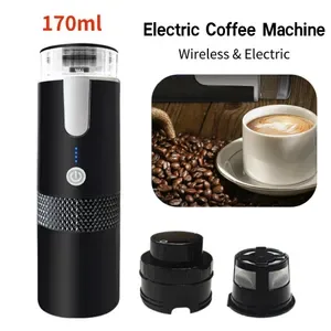 160ML Electric Coffee Maker - Portable Wireless Espresso Machine with Capsule Brewing for Camping, Travel, and Home Use