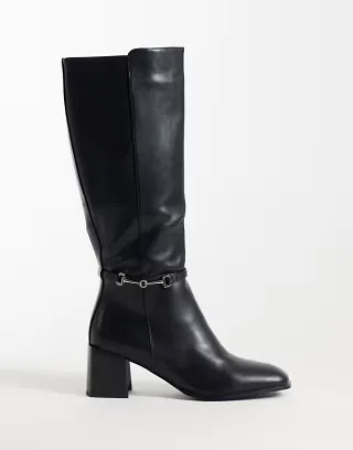 Simmi London Romee knee boots with horsebit detail in black