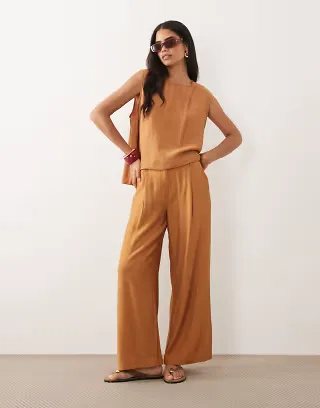 ASOS DESIGN crinkle mensy pants in orange - part of a set