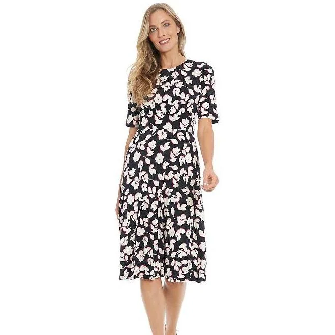 London Times Floral Midi A-Line Dress