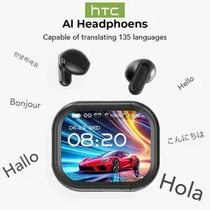 HTC Ne20 Bluetooth V6.0 Wireless Earbuds - AI Translator, LCD Touch Screen, HD Stereo Sound, Sport Headphones with Long