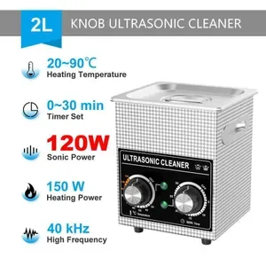 Ultrasonic Cleaner 2L Digital Display - 60W/120W Heater Timer with Stainless Steel Basket for Home Appliance Cleaning