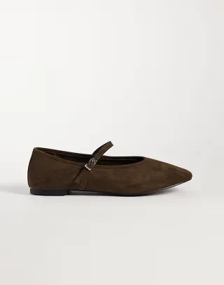 Glamorous ballet flats in brown faux suede