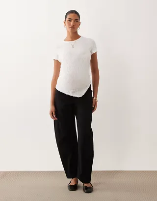 ASOS DESIGN Maternity slim barrel leg jeans in black