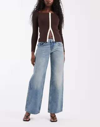 Motel low rise parallel jeans in bright blue used
