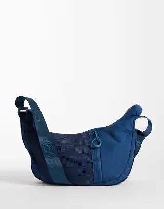 4505 gym crossbody sling bag with utility mesh pocket in deep blue