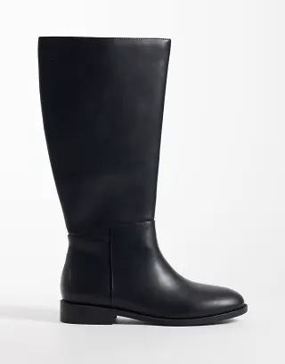 London Rebel Wide Fit Paloma refined riding boots in black