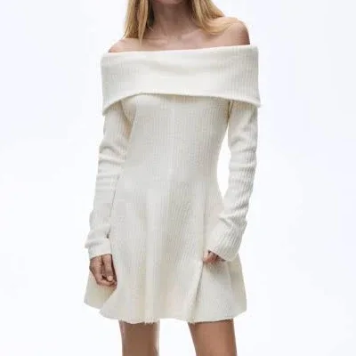 H&M Ladies Off-the-Shoulder Rib-Knit Dress