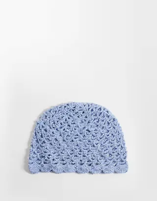 Sui Ava crochet sequined hat in light blue